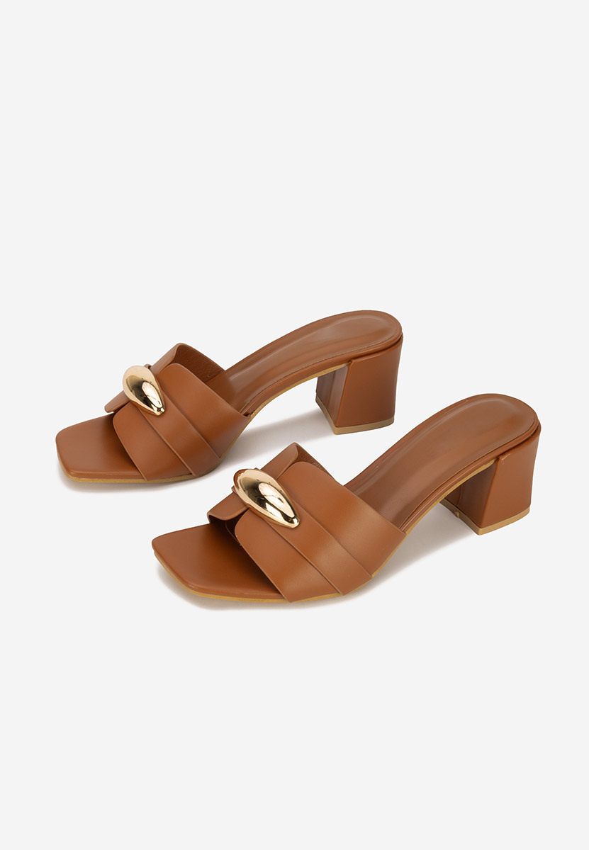 Ciabatte con tacco Siminea camel