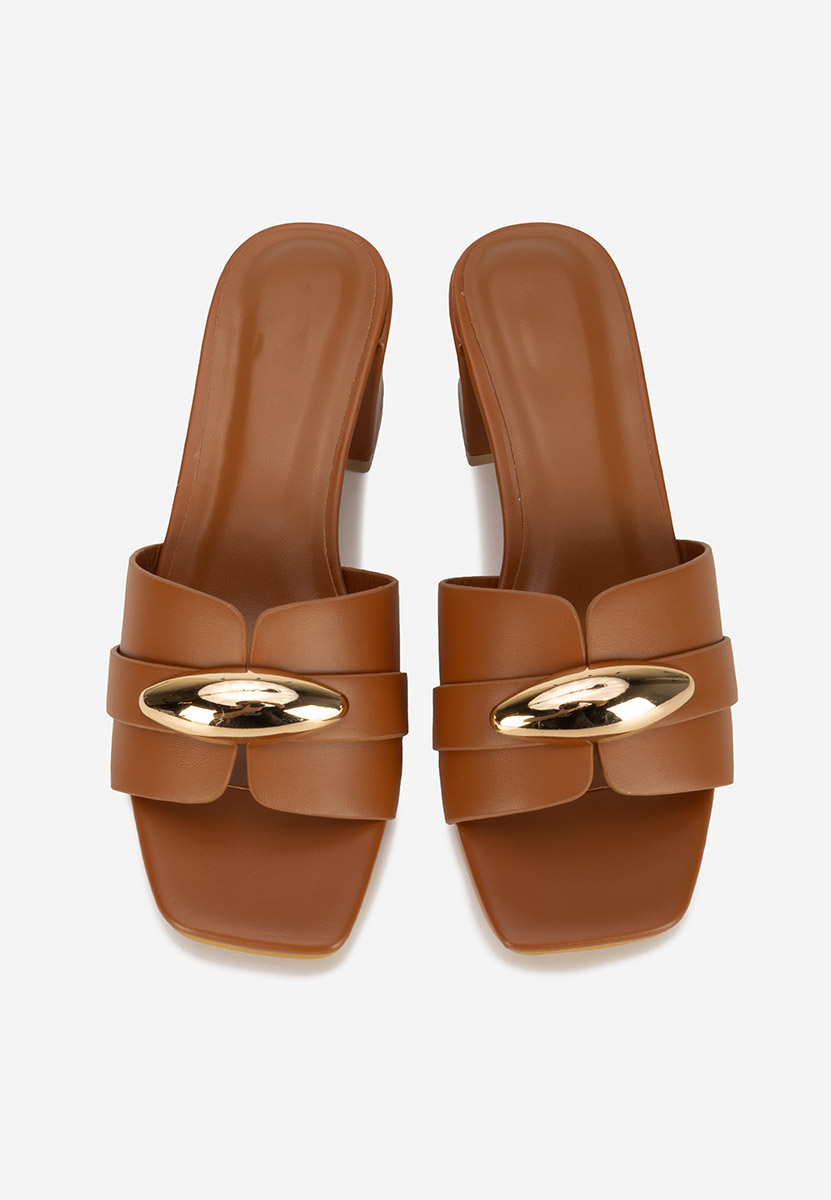 Ciabatte con tacco Siminea camel