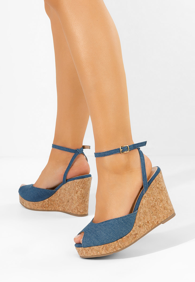 Sandali con zeppa Fabiania denim