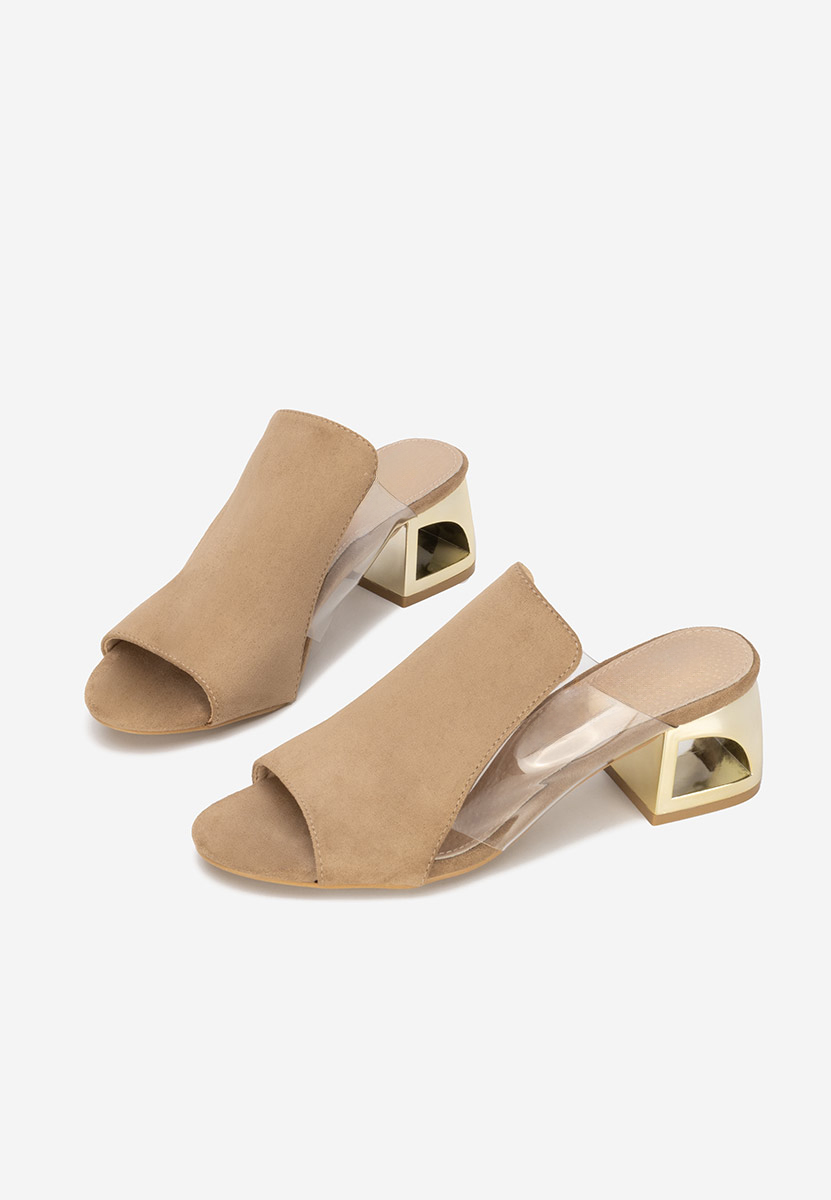 Ciabatte con tacco Floriana cachi