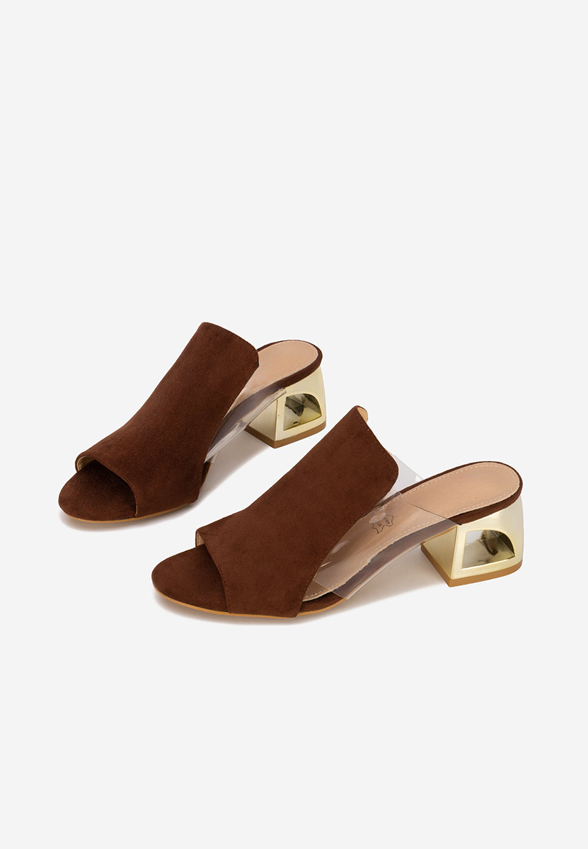 Ciabatte con tacco Floriana marrone