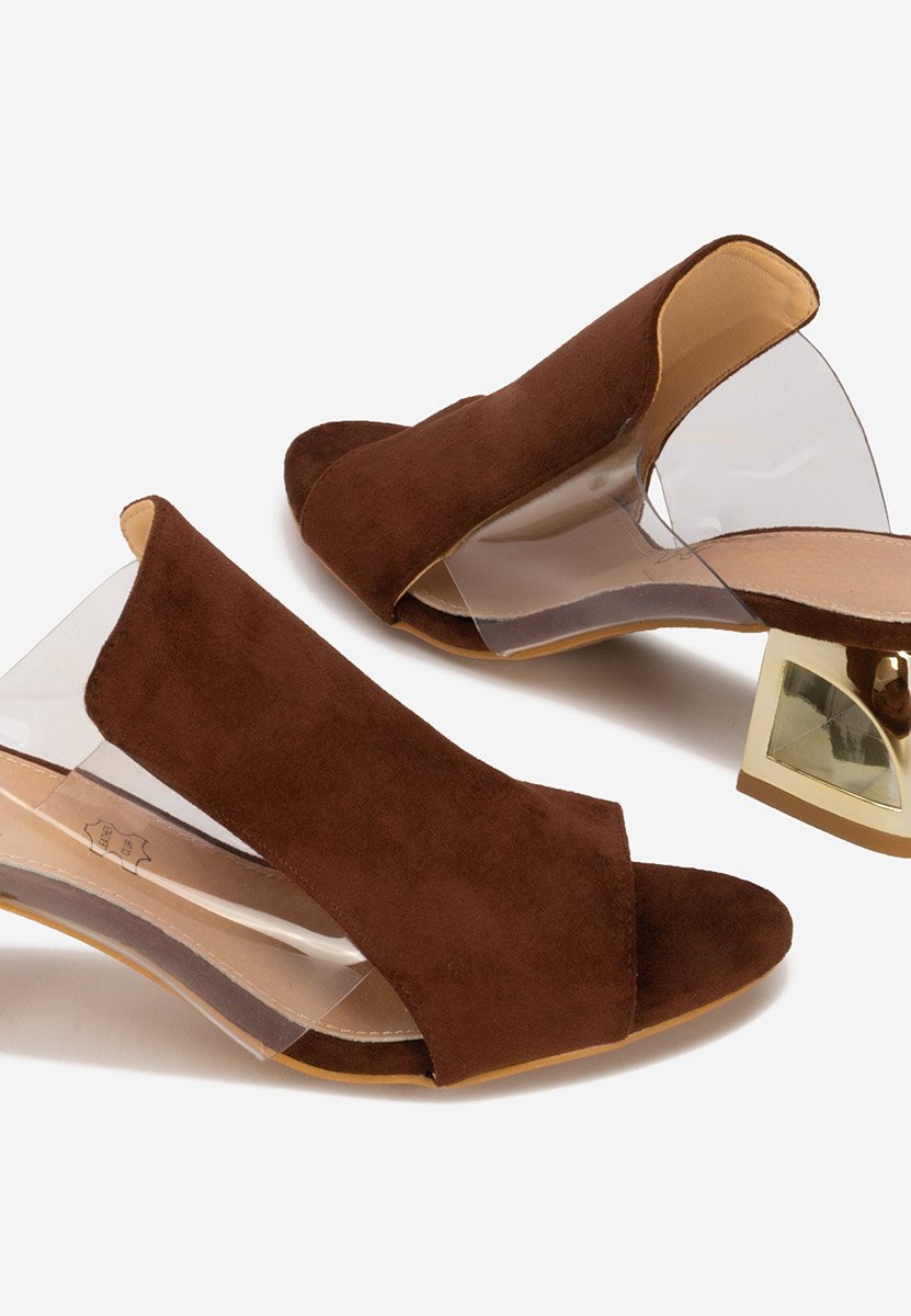 Ciabatte con tacco Floriana marrone