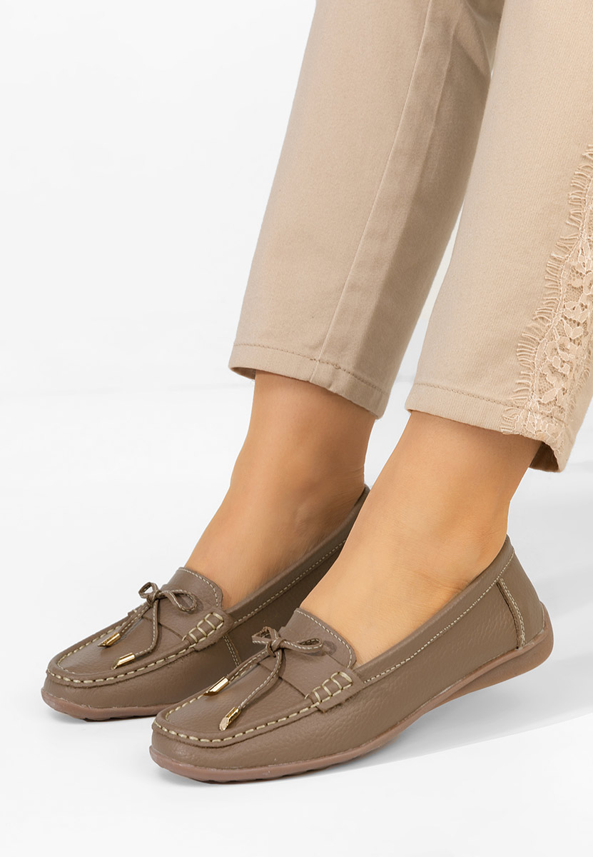 Mocassini donna pelle Nemesia cachi