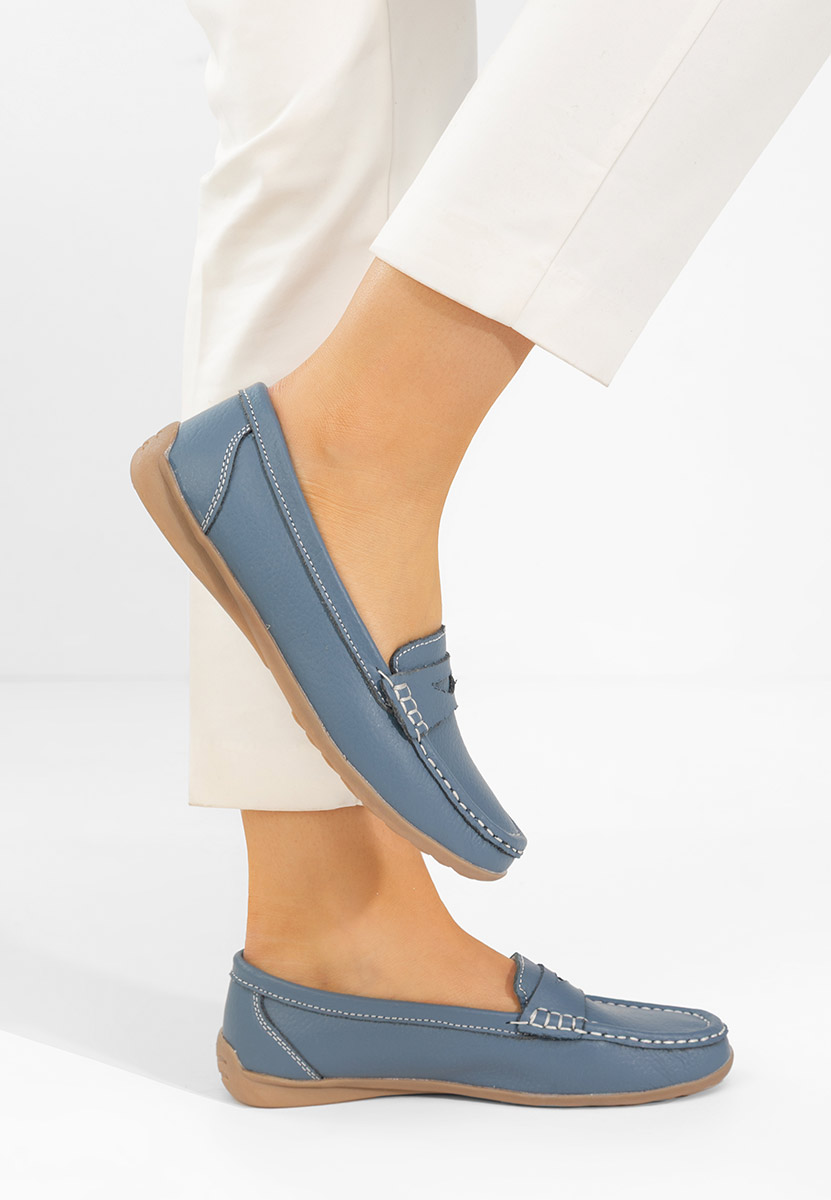 Mocassini donna pelle Cheria blu