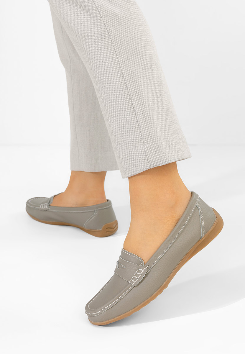 Mocassini donna pelle Cheria grigio