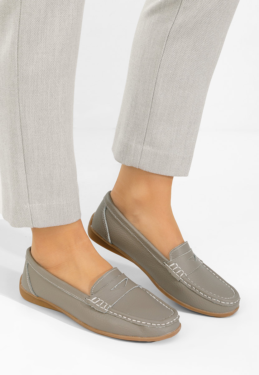 Mocassini donna pelle Cheria grigio