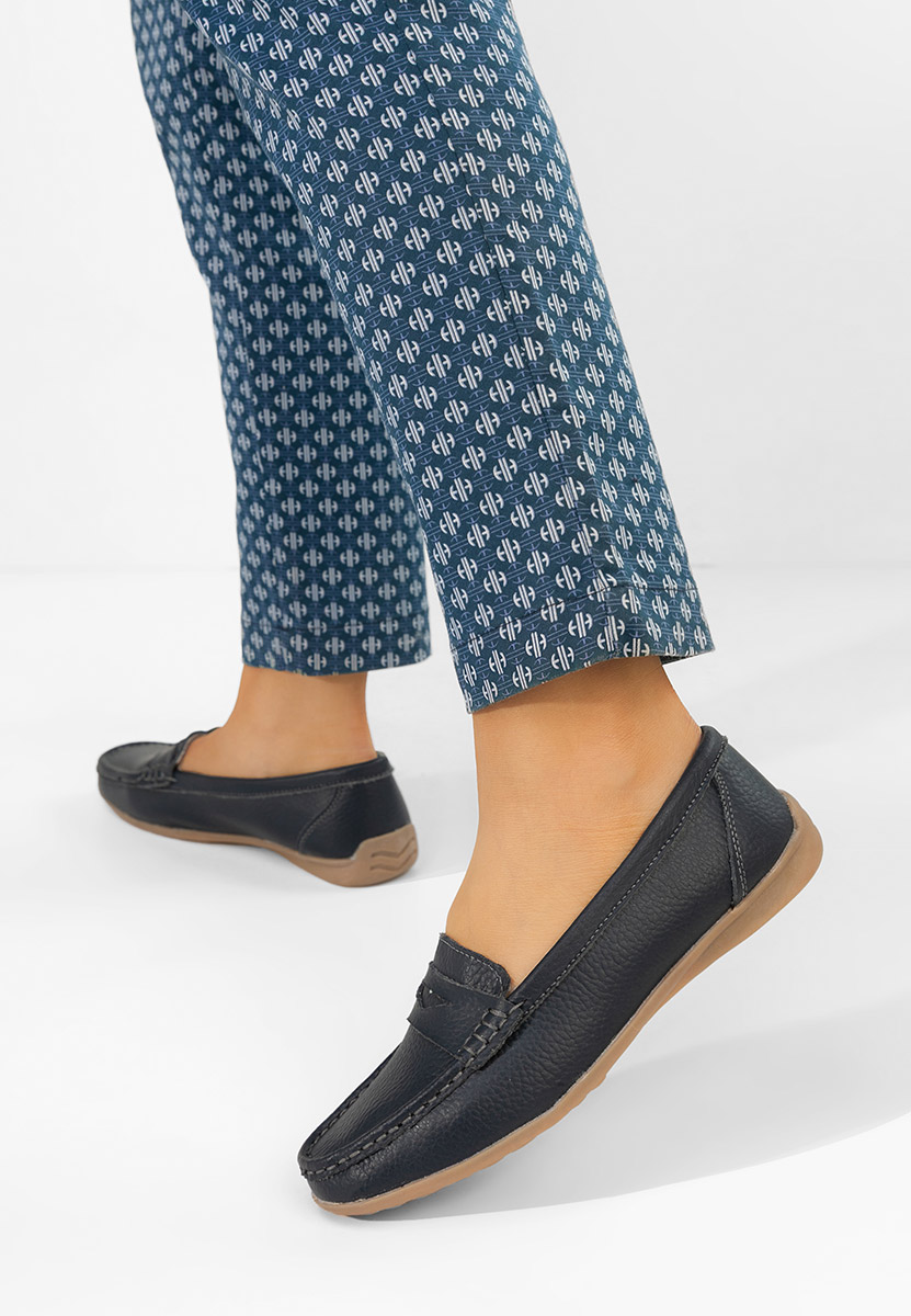 Mocassini donna pelle Cheria blu marine