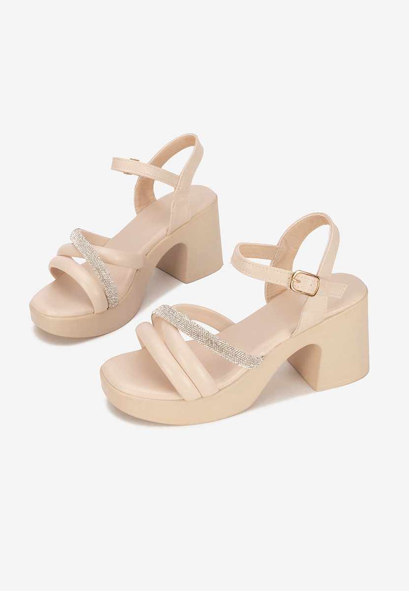 Sandali con tacco largo Jadina beige