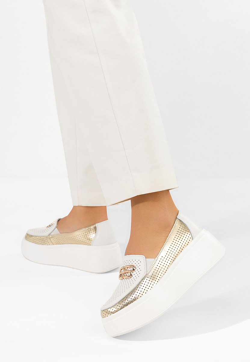 Mocassini donna pelle Brinleya bianchi