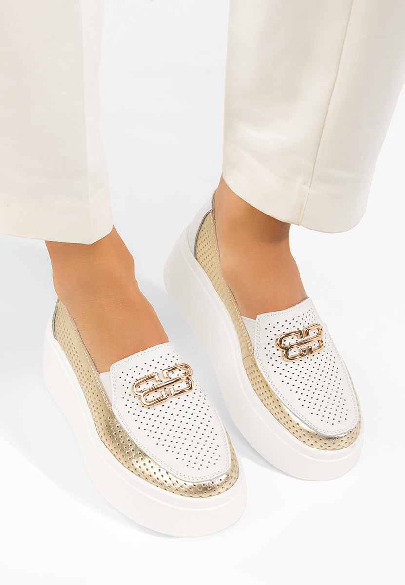 Mocassini donna pelle Brinleya bianchi