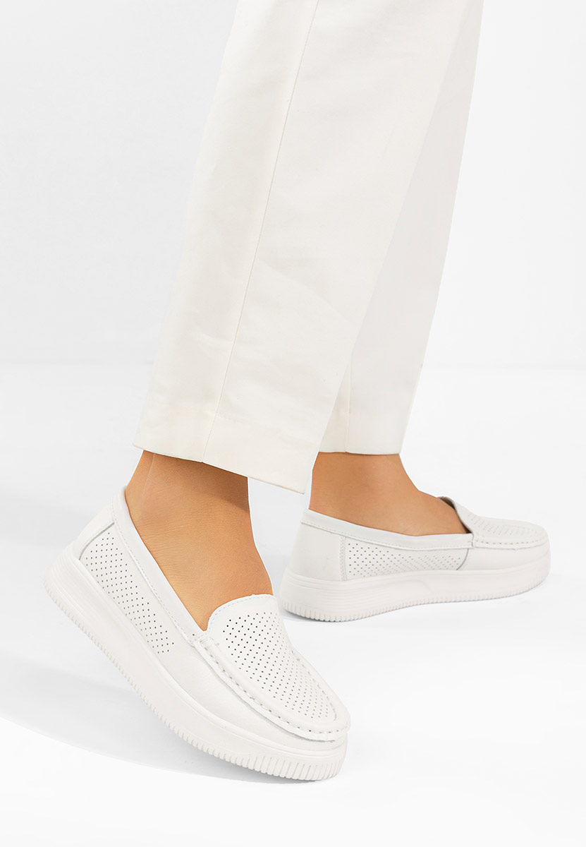 Mocassini donna pelle Sabiria bianchi