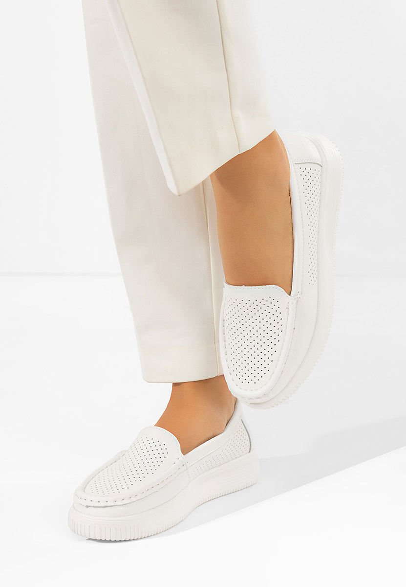 Mocassini donna pelle Sabiria bianchi