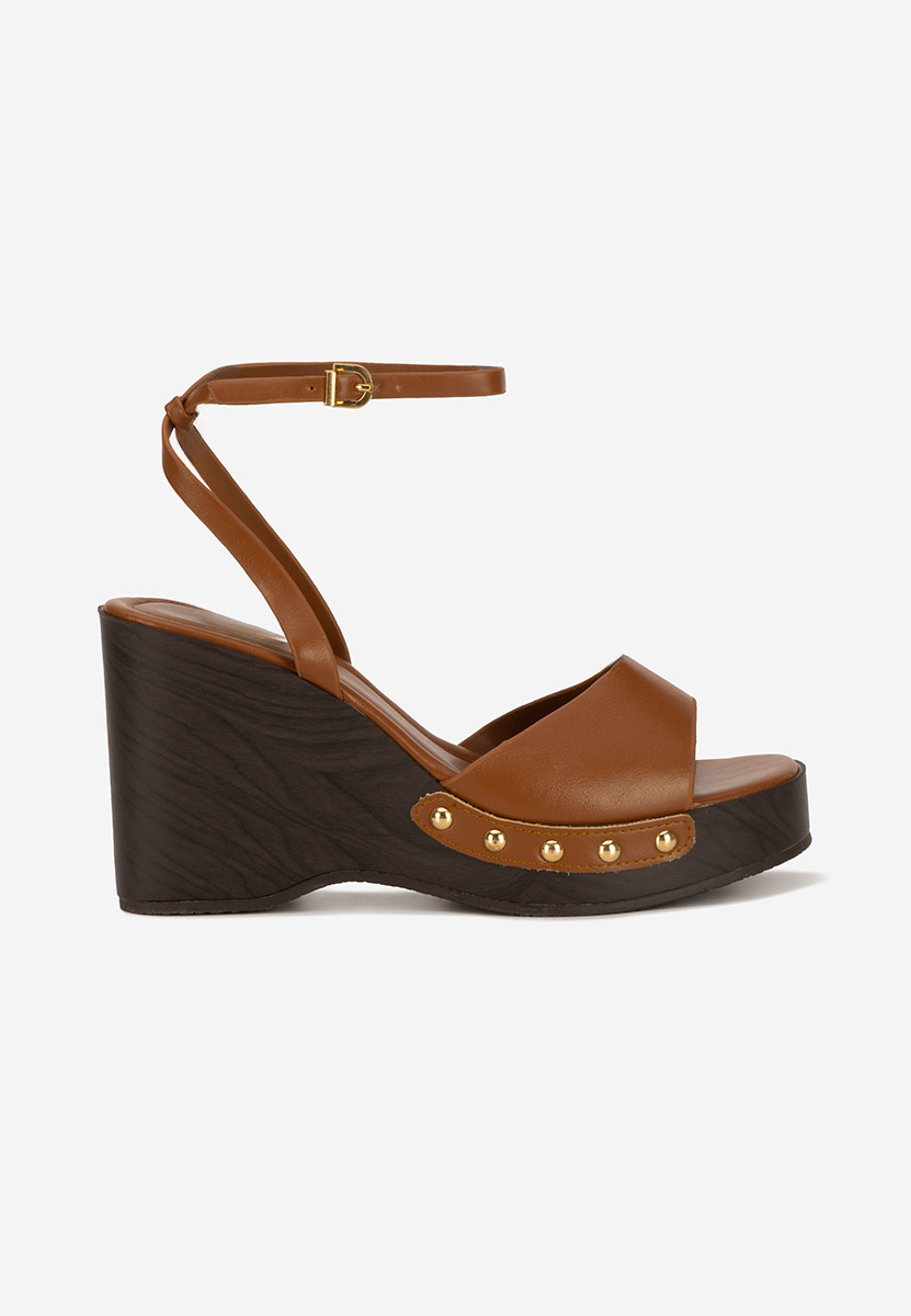 Sandali con zeppa Mirya camel