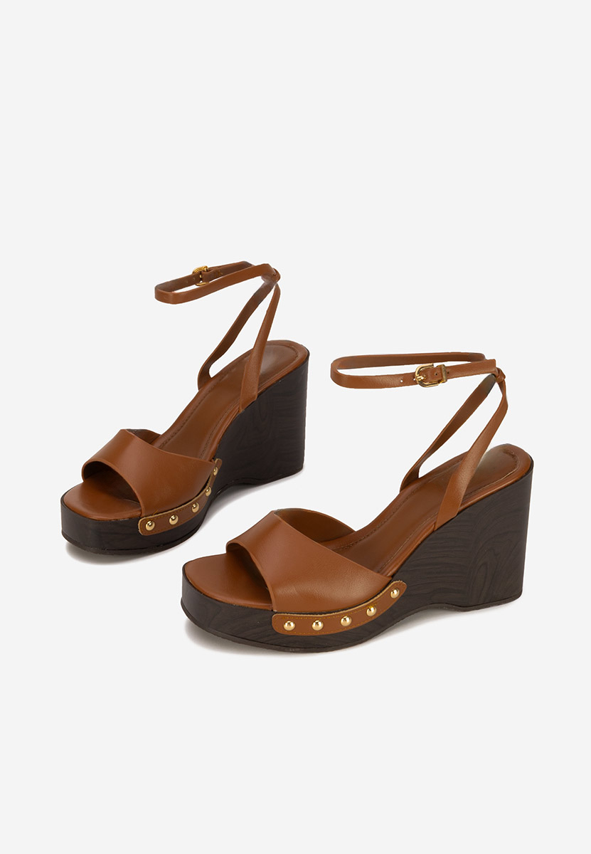 Sandali con zeppa Mirya camel