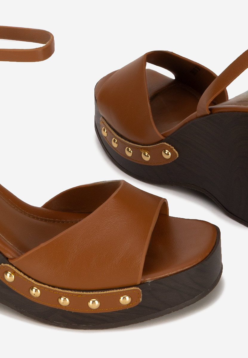 Sandali con zeppa Mirya camel