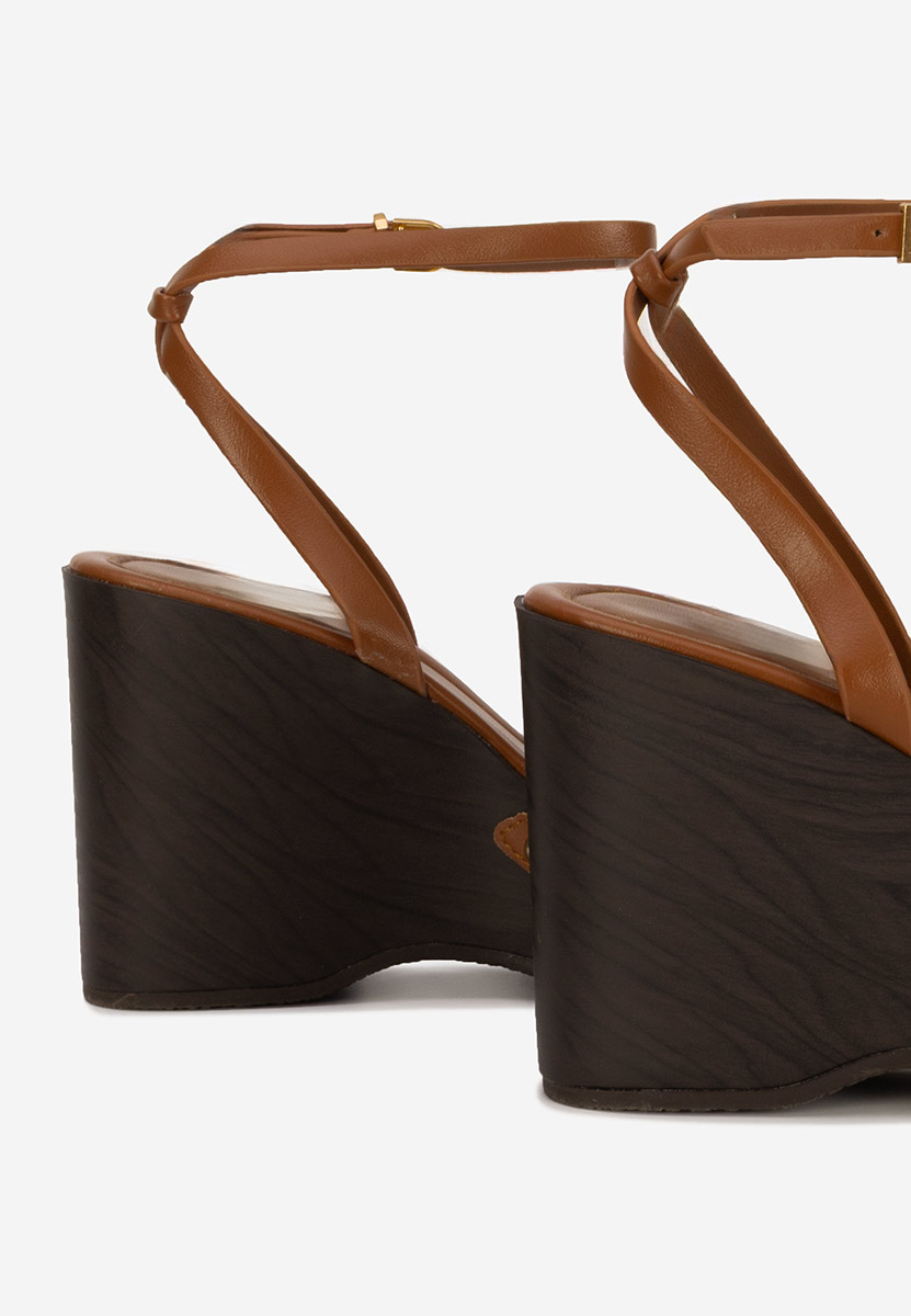 Sandali con zeppa Mirya camel