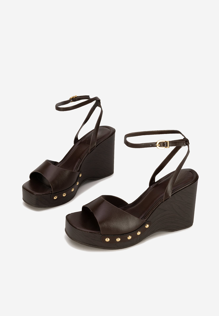 Sandali con zeppa Mirya marrone