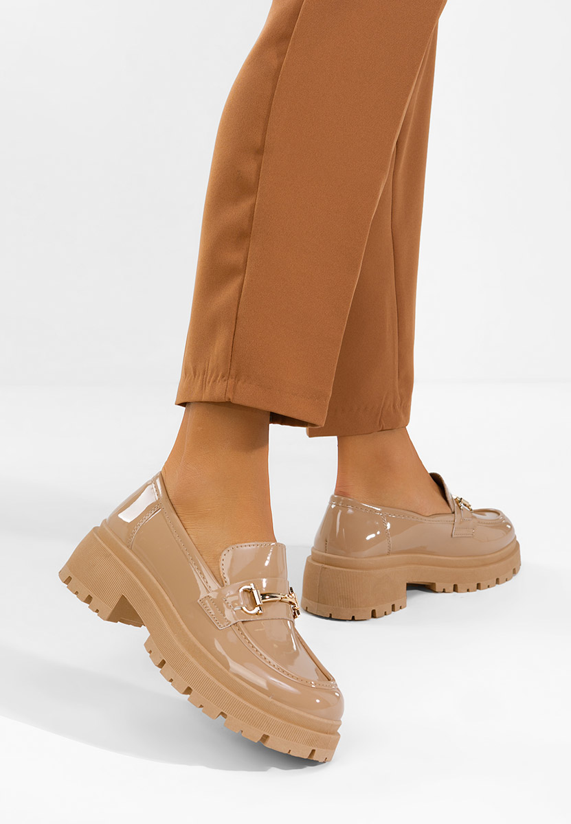 Mocassini da donna in vernice Elvilia cachi