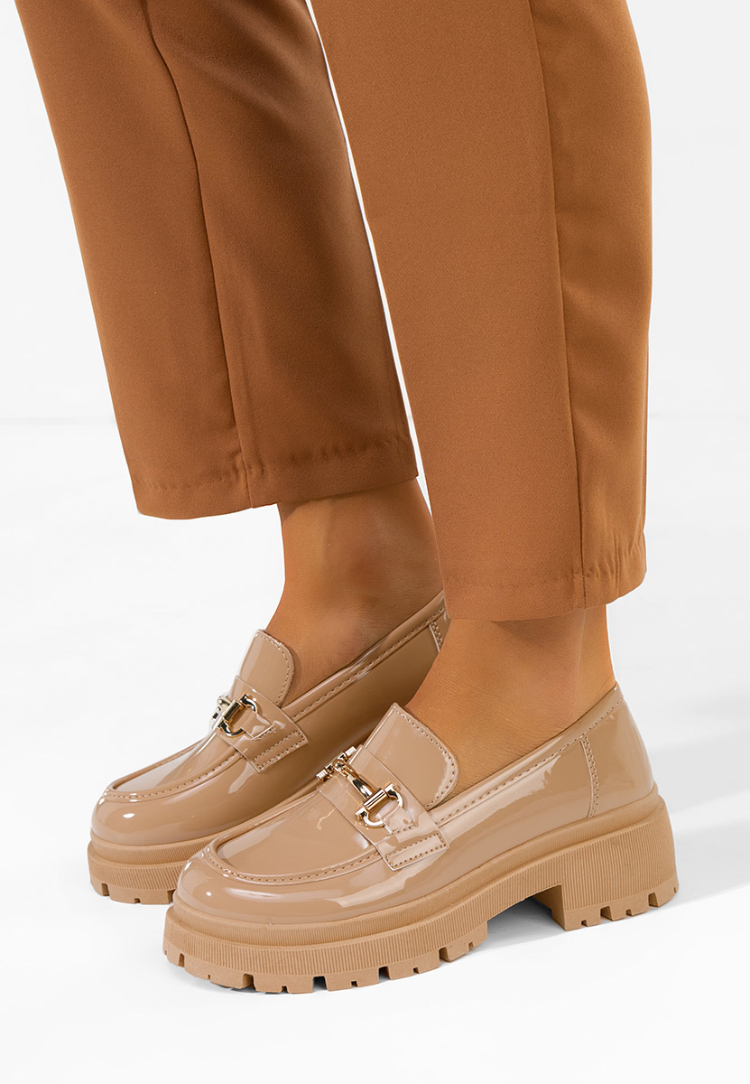 Mocassini da donna in vernice Elvilia cachi