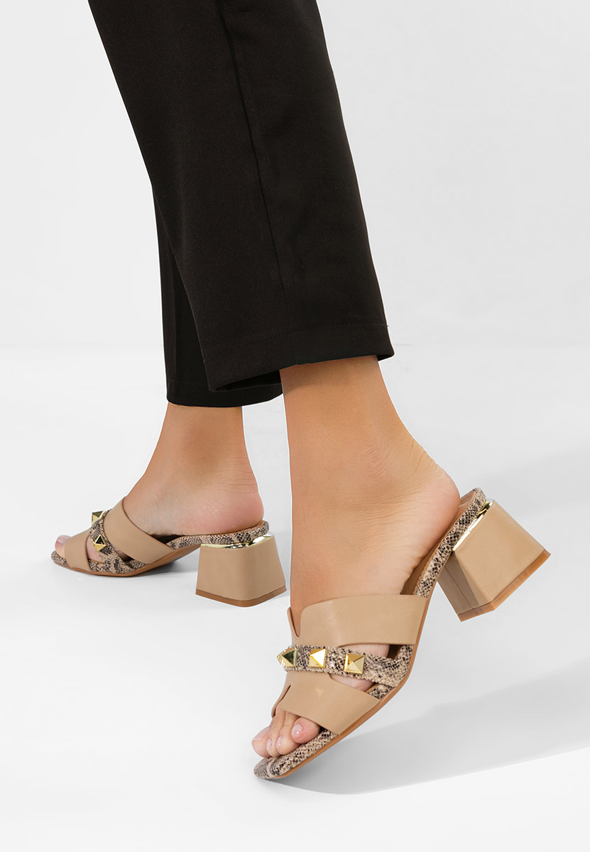 Ciabatte con tacco Lekana beige