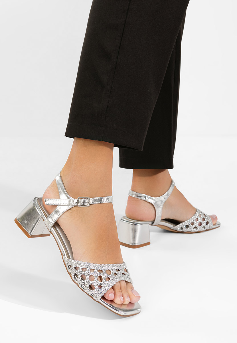 Sandali con tacco largo Gentalya argento