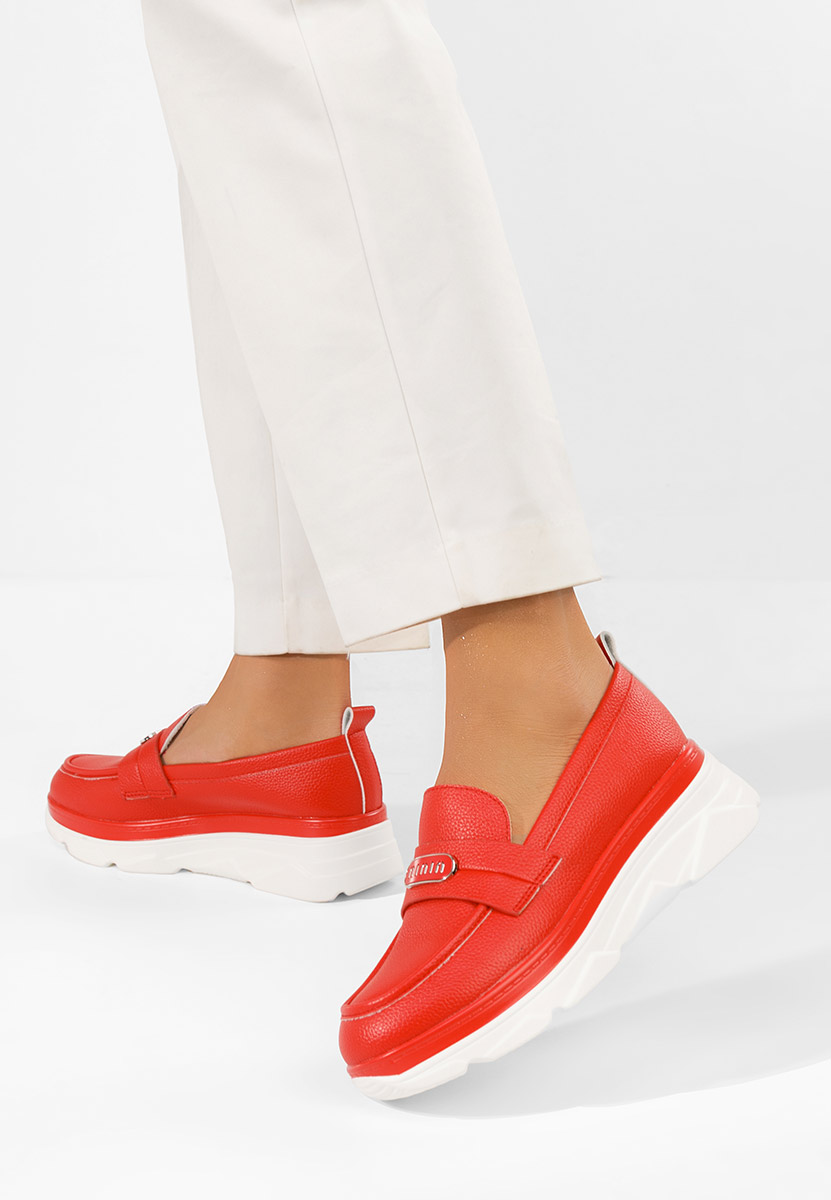 Mocassini donna platform Reenia rosso