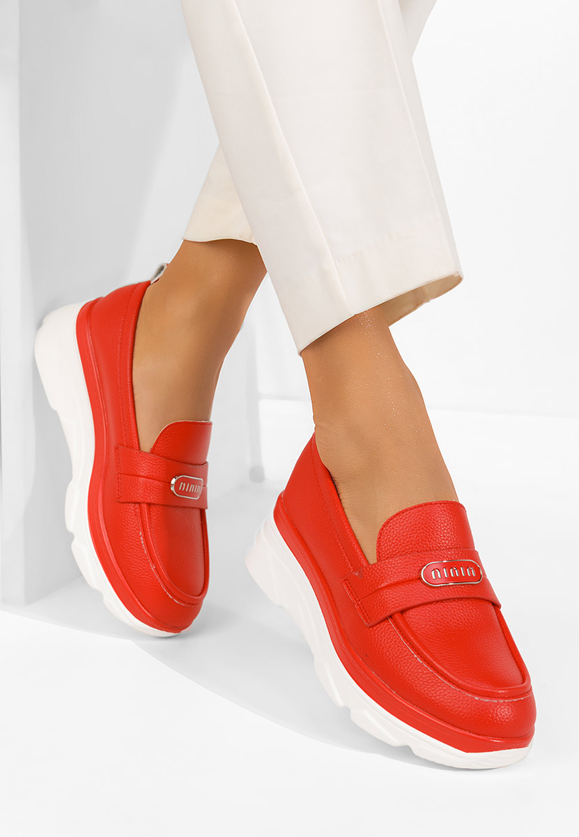 Mocassini donna platform Reenia rosso