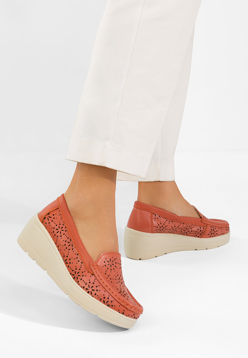 Mocassini donna pelle Ysaia arancioni