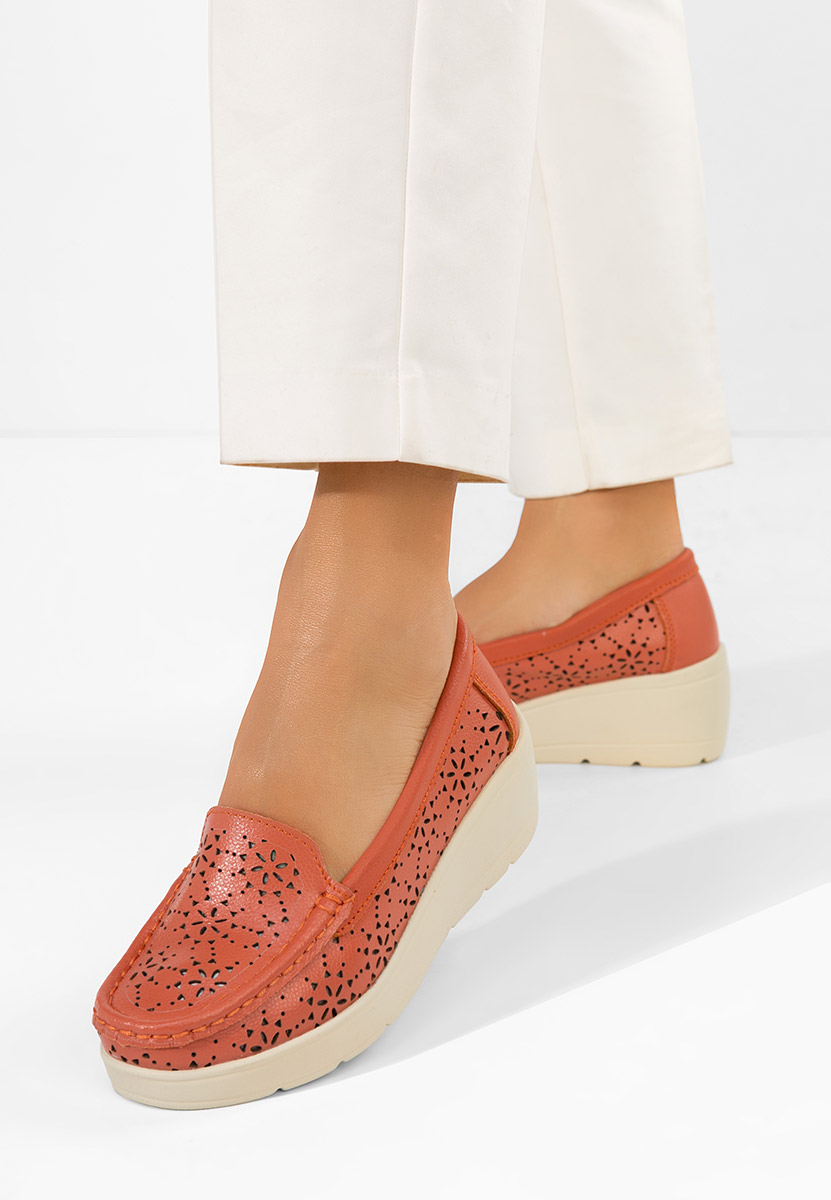 Mocassini donna pelle Ysaia arancioni