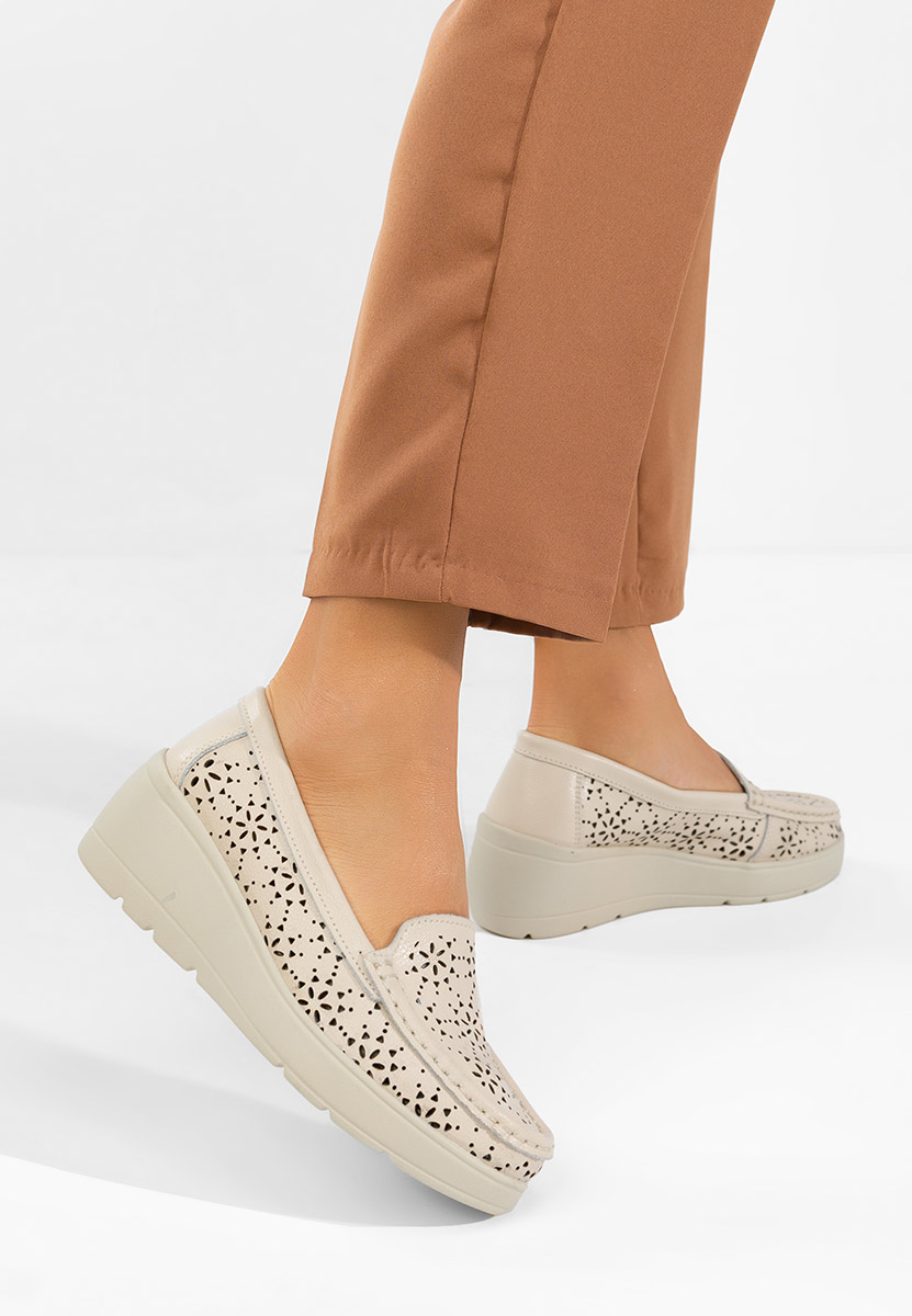 Mocassini donna pelle Ysaia beige