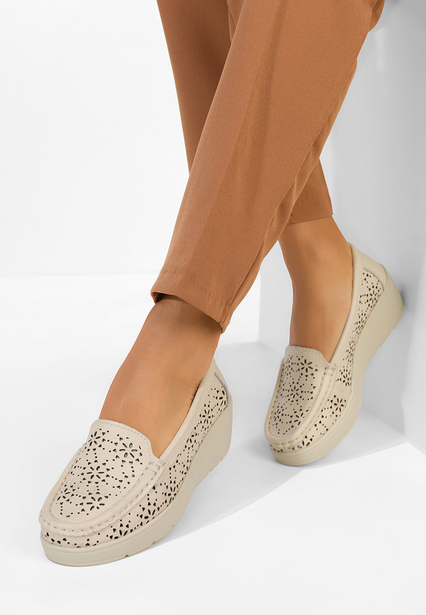 Mocassini donna pelle Ysaia beige