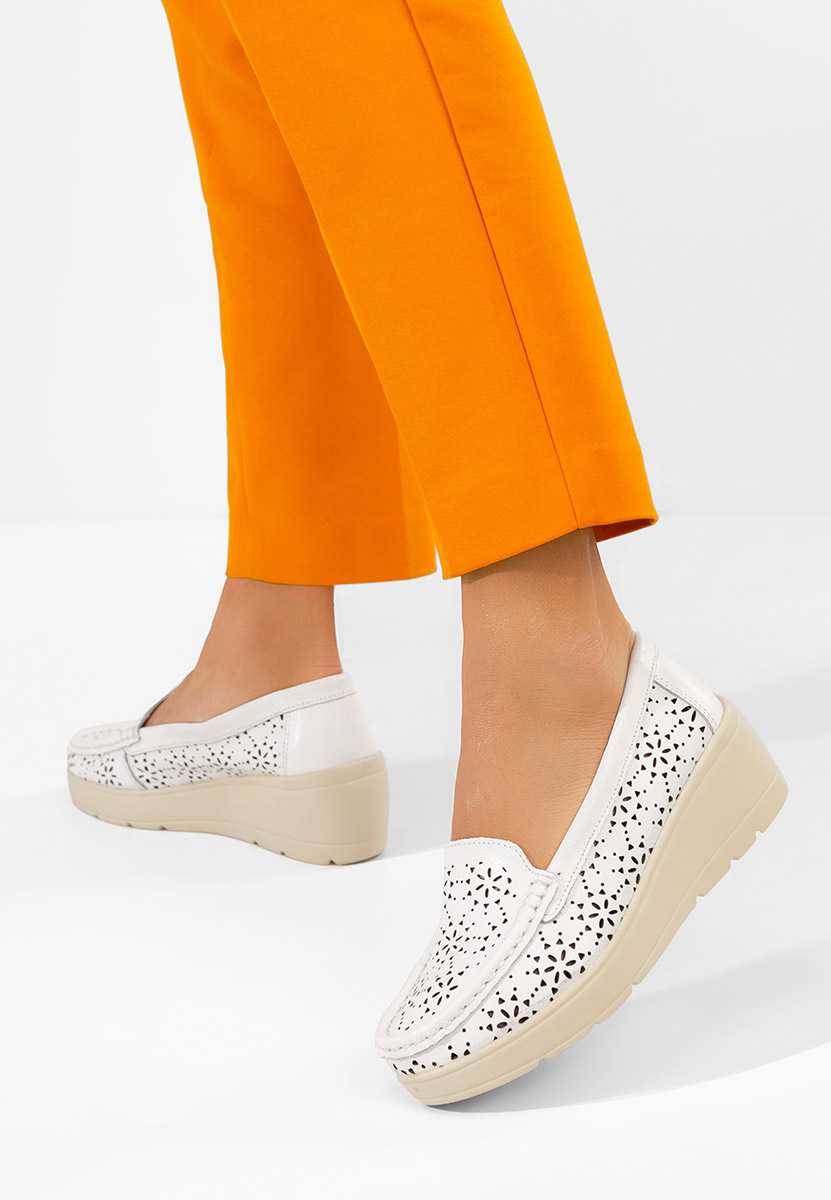 Mocassini donna pelle Ysaia bianchi