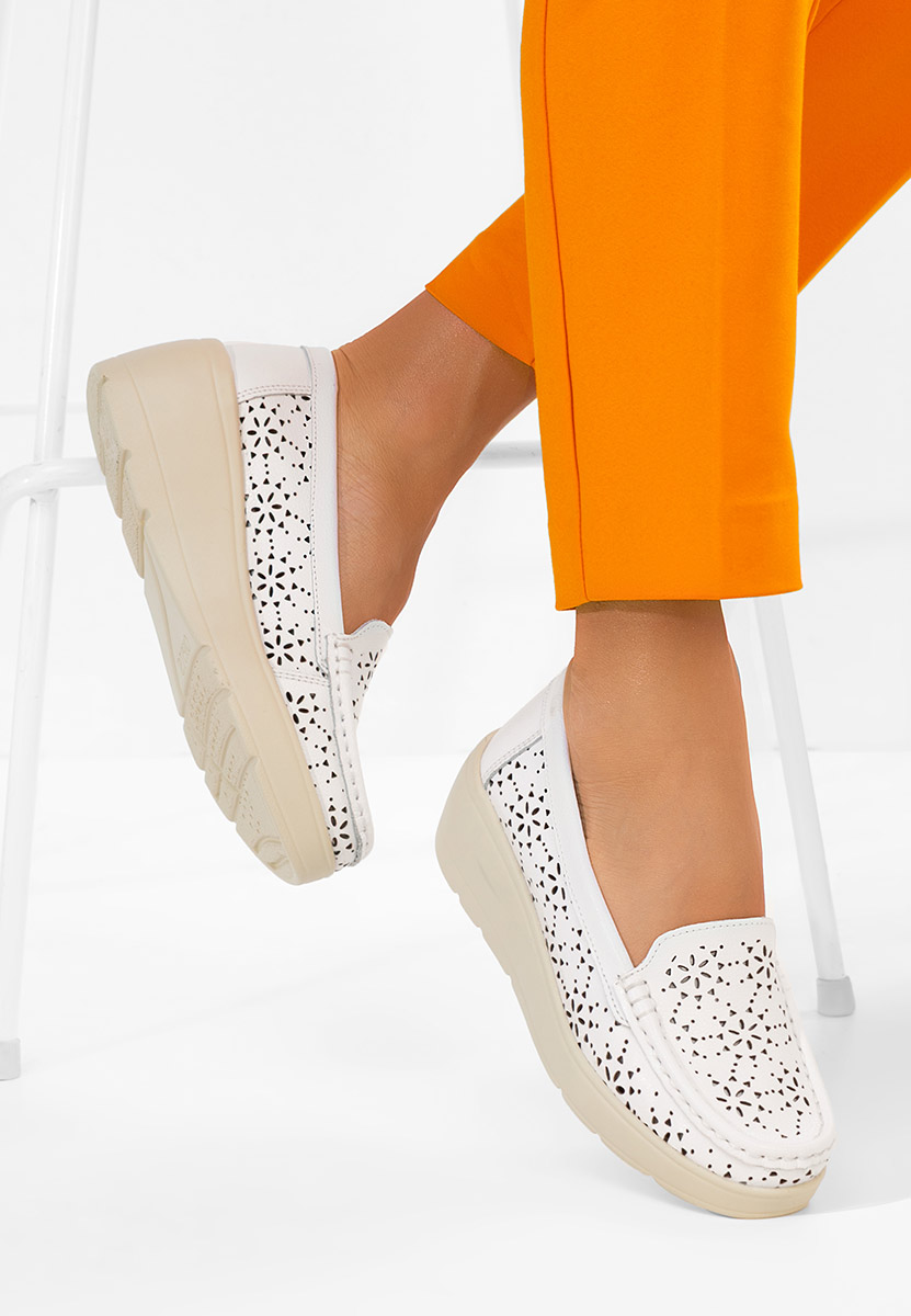 Mocassini donna pelle Ysaia bianchi