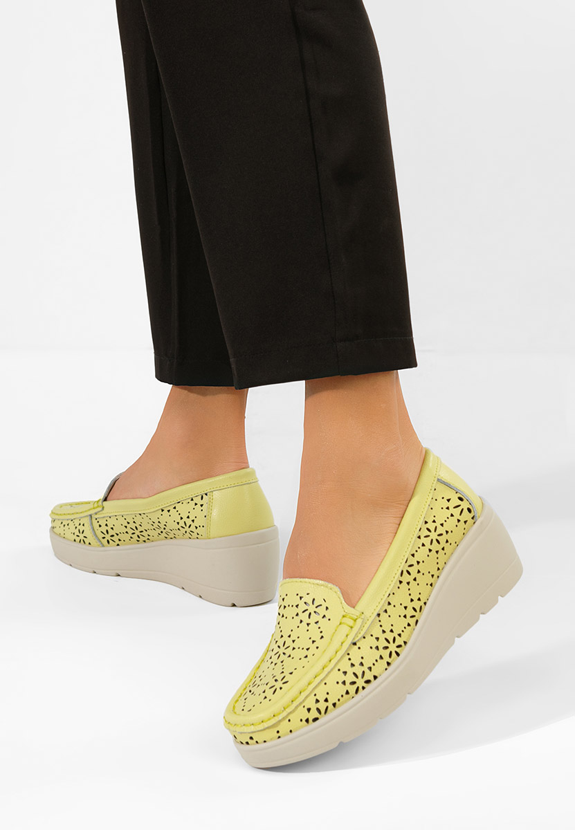 Mocassini donna pelle Ysaia gialli