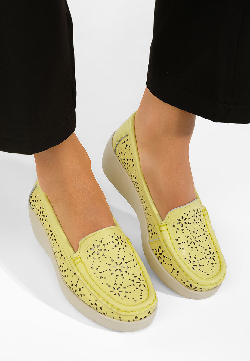 Mocassini donna pelle Ysaia gialli