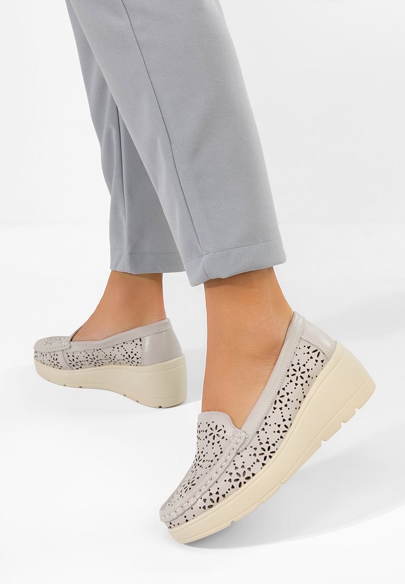 Mocassini donna pelle Ysaia grigio