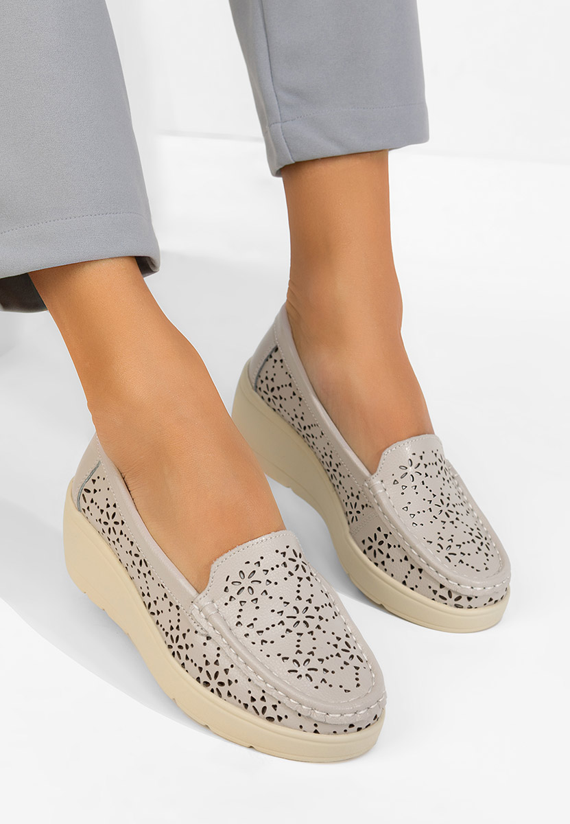 Mocassini donna pelle Ysaia grigio