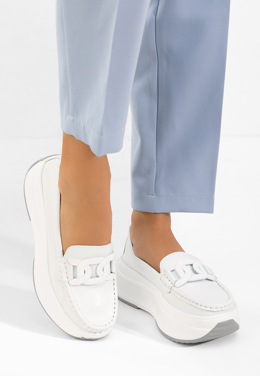 Mocassini pelle con plateau Mivea bianchi