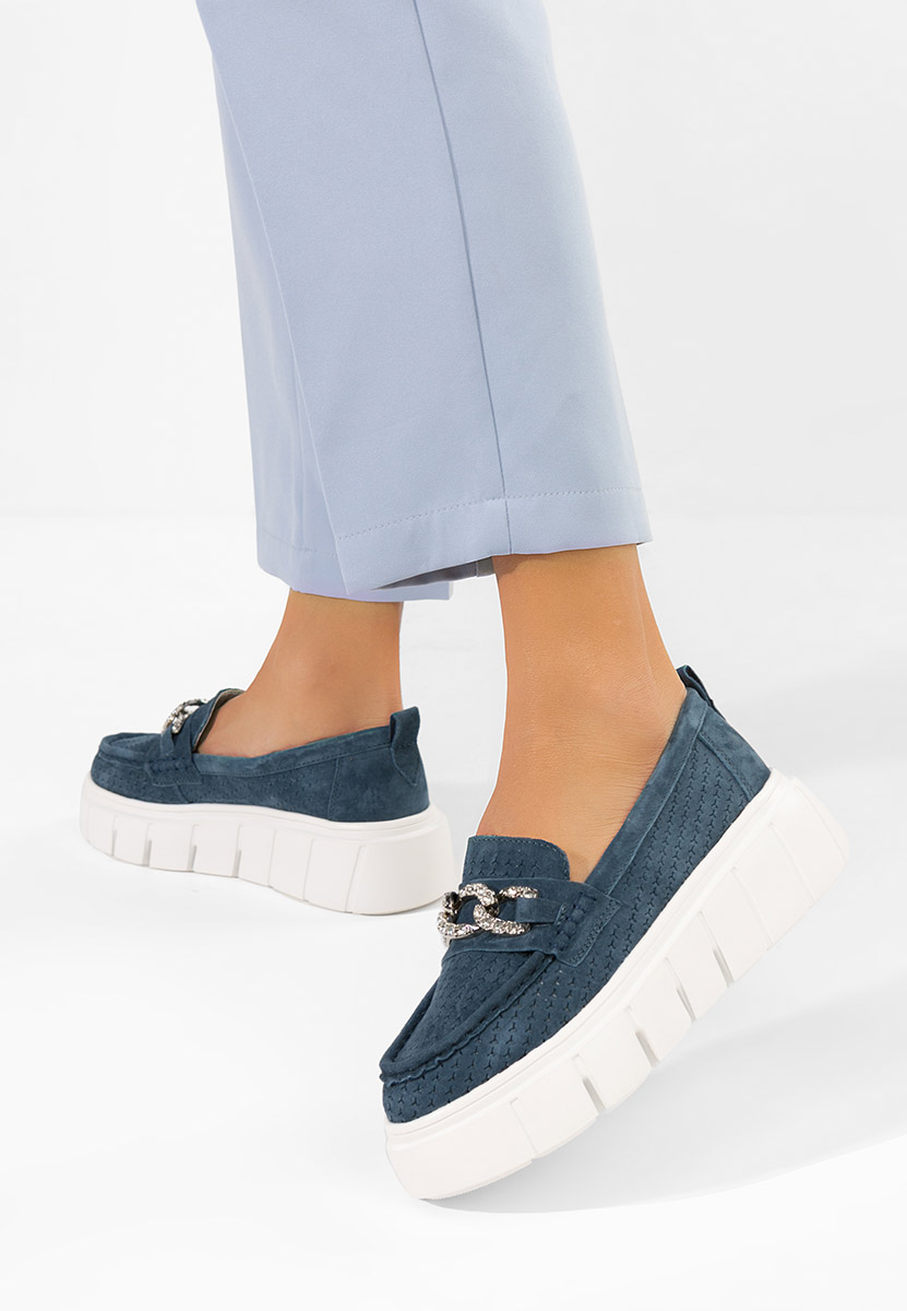 Mocassini pelle con plateau Tryna blu marine