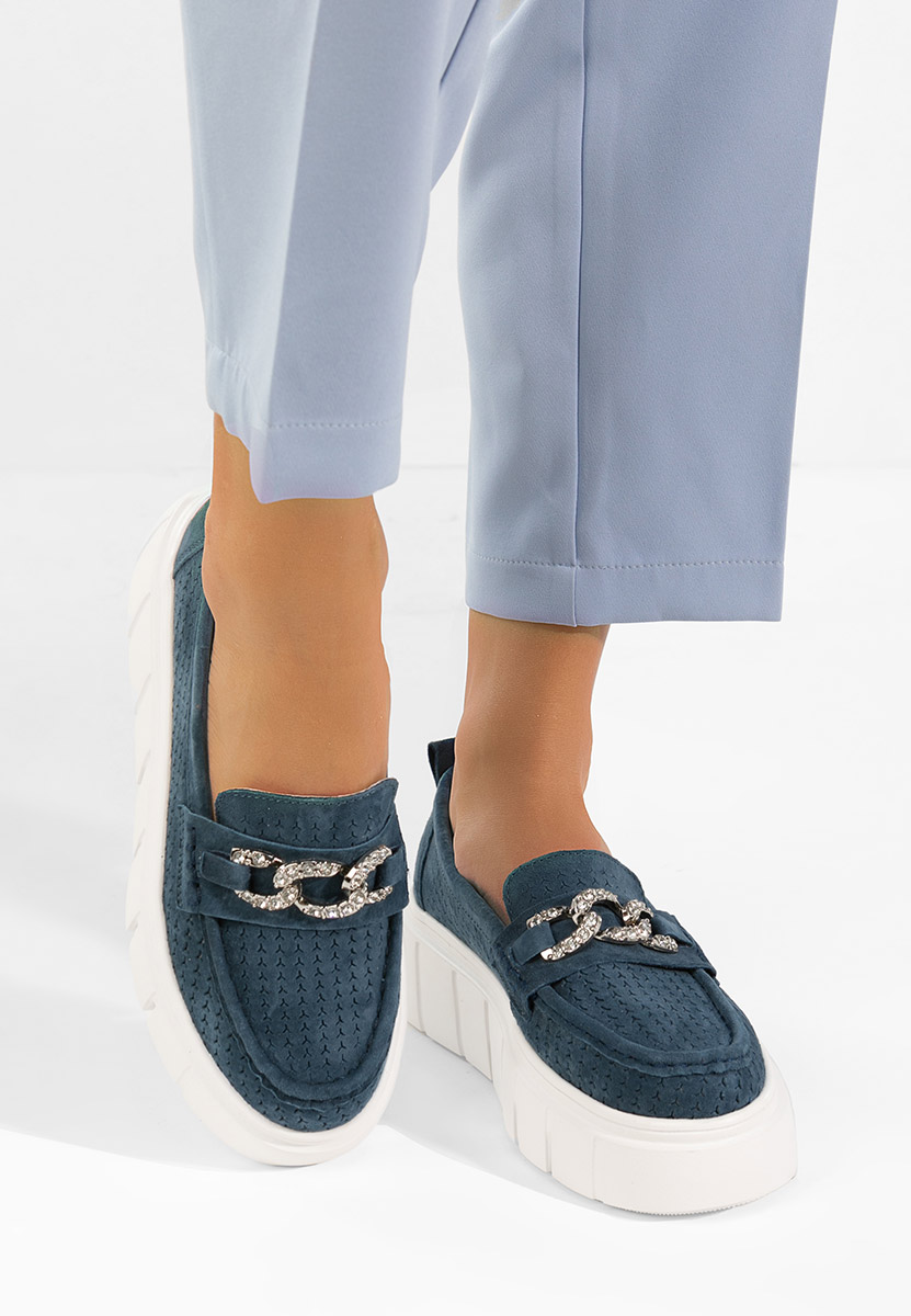 Mocassini pelle con plateau Tryna blu marine