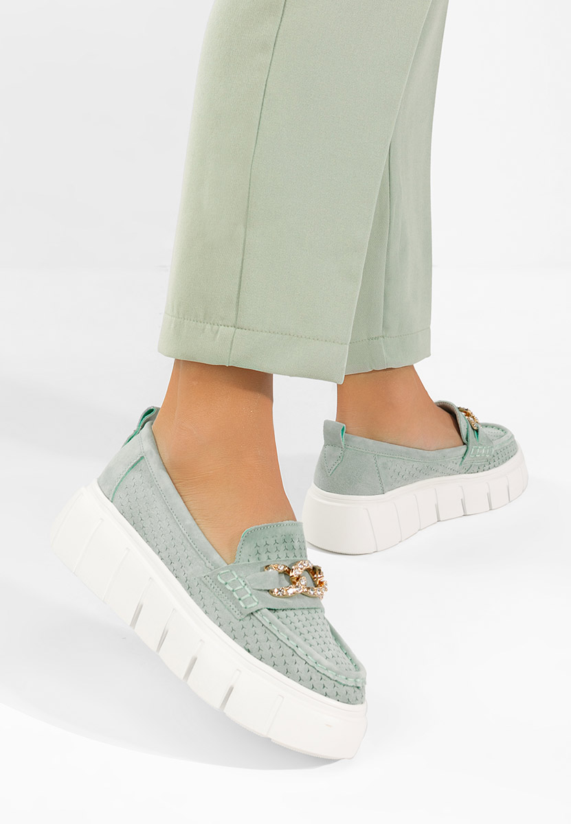 Mocassini pelle con plateau Tryna verdi