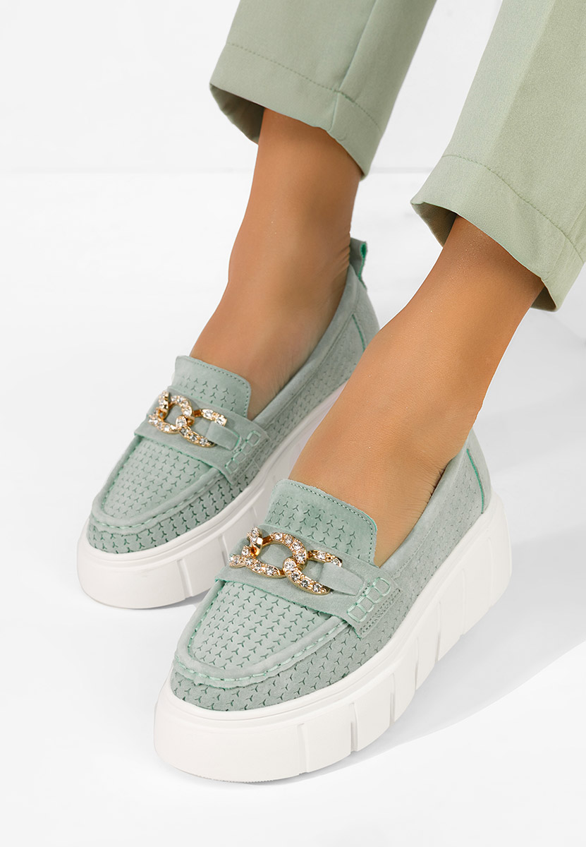 Mocassini pelle con plateau Tryna verdi