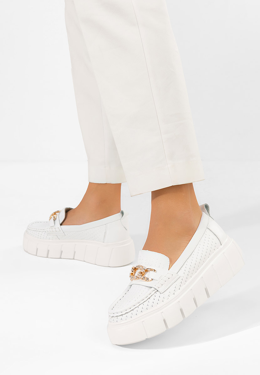 Mocassini pelle con plateau Tryna bianchi