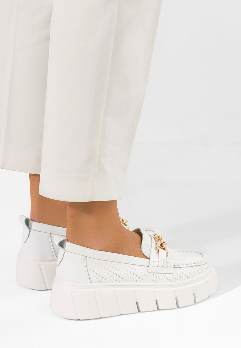 Mocassini pelle con plateau Tryna bianchi