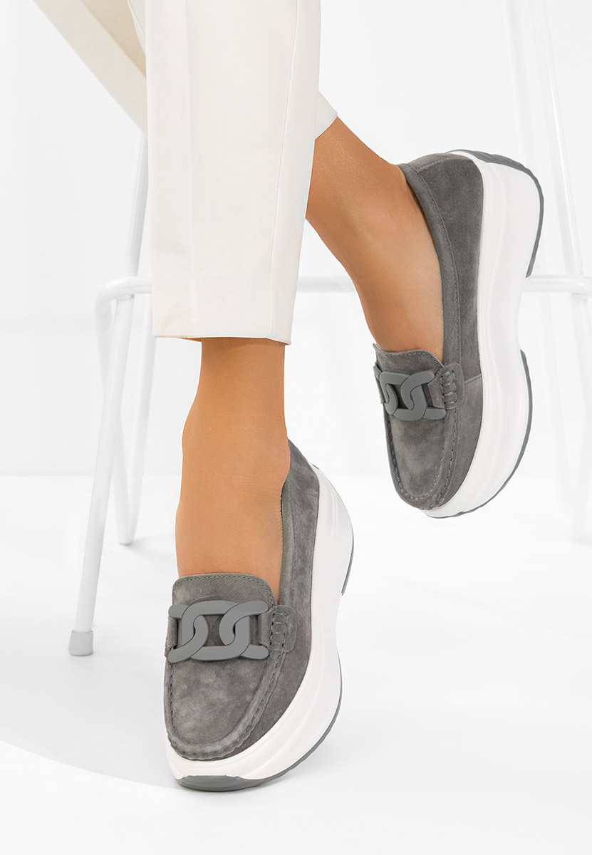 Mocassini pelle con plateau Mivea grigio