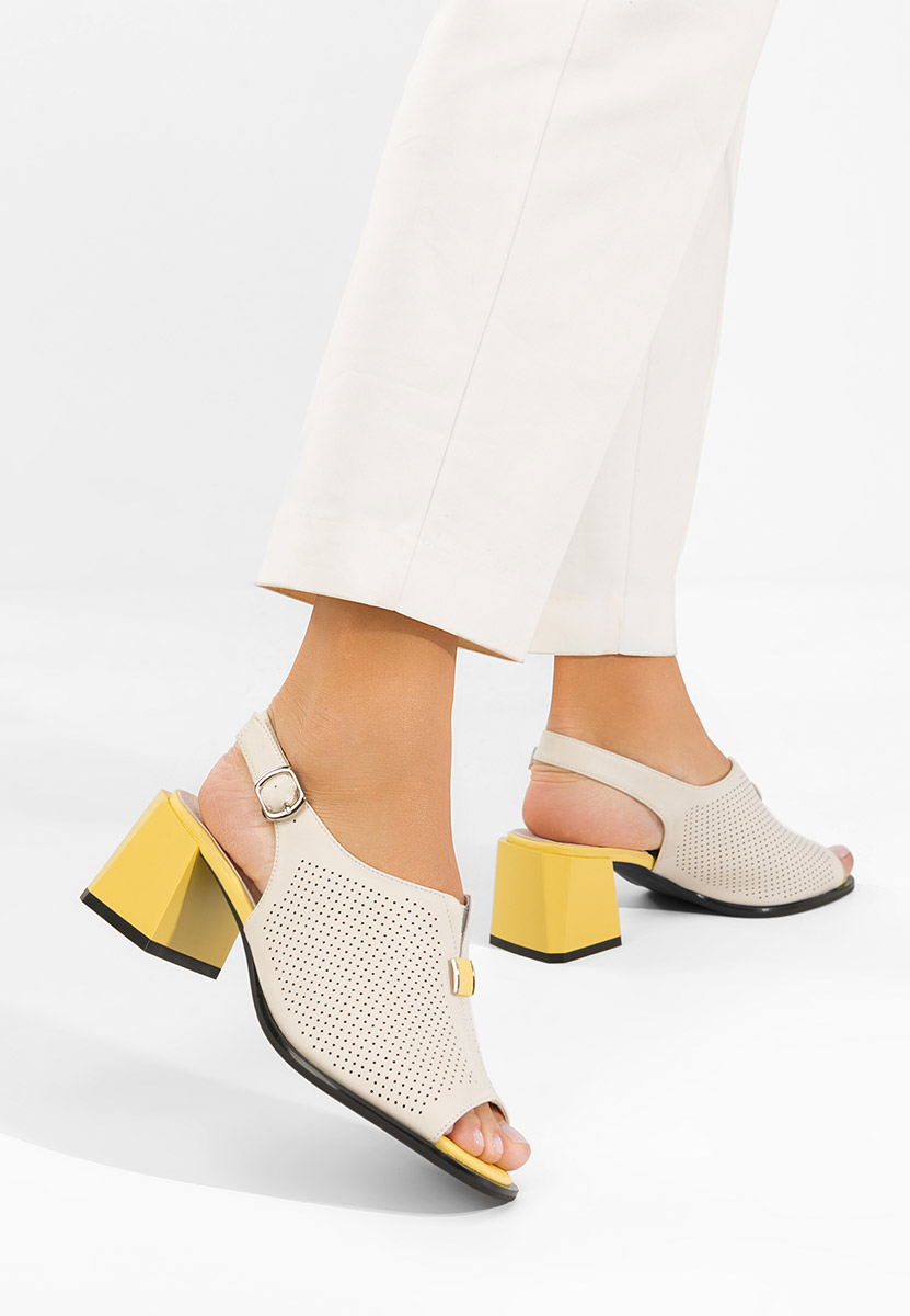 Sandali con tacco largo Heliena V2 beige