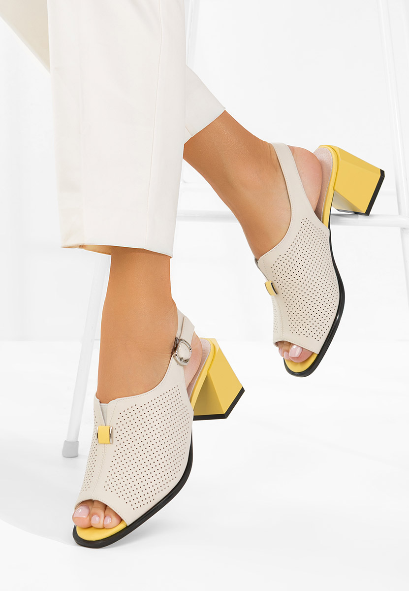 Sandali con tacco largo Heliena V2 beige