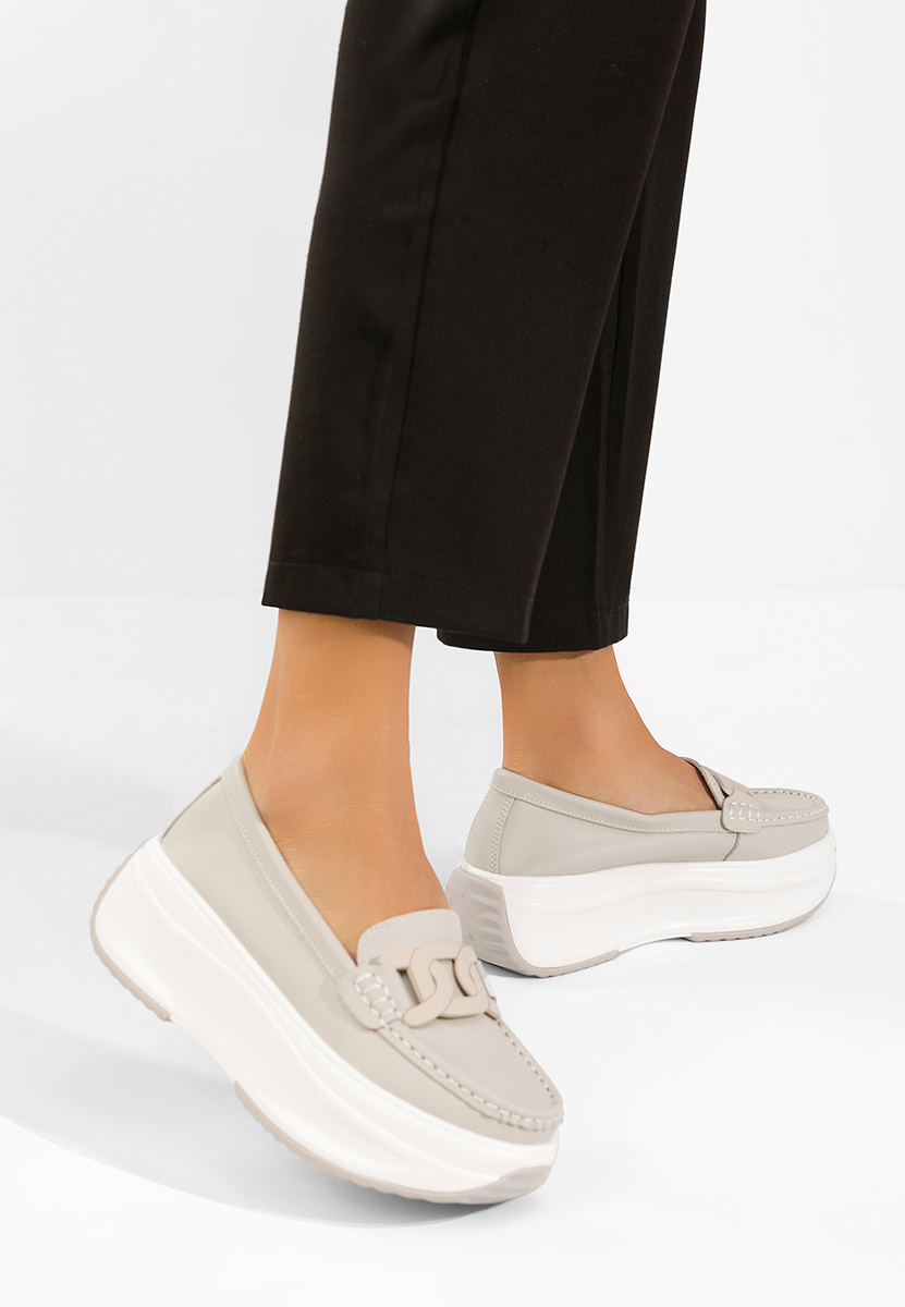 Mocassini pelle con plateau Mivea beige