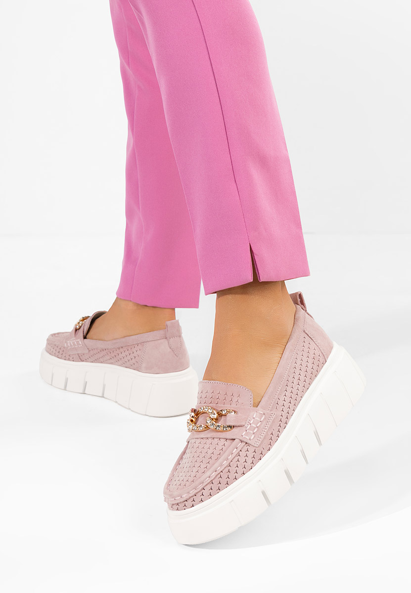 Mocassini pelle con plateau Tryna rosa