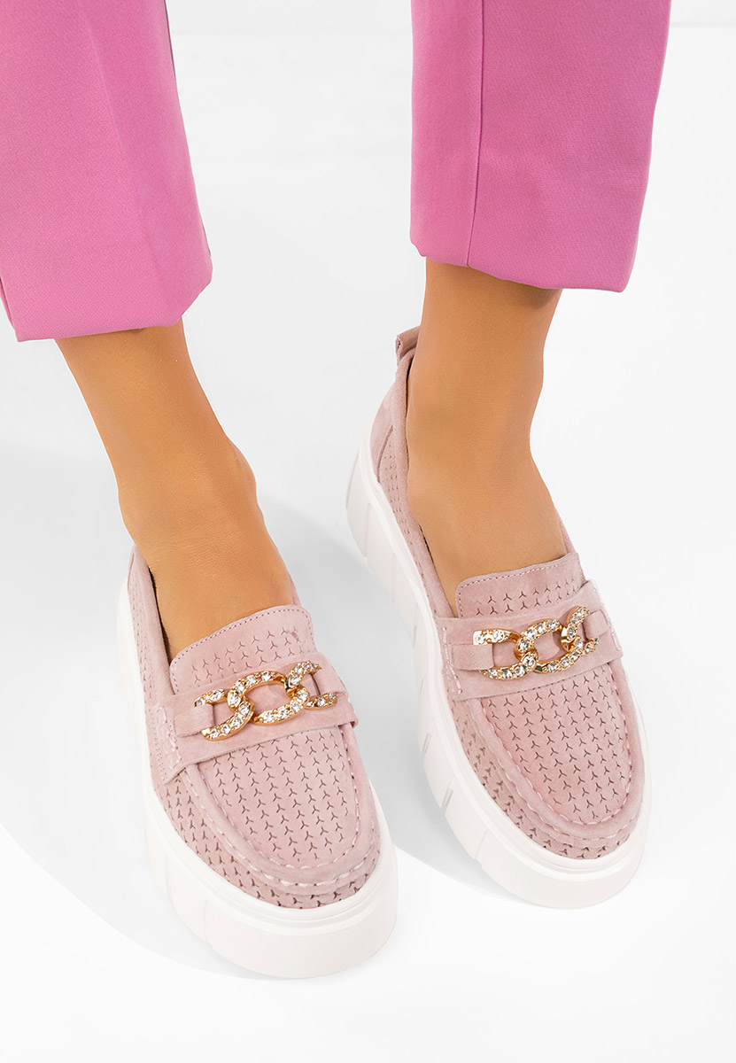 Mocassini pelle con plateau Tryna rosa